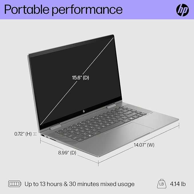 HP Envy x360 15.6" FHD IPS intel Ultra 5-125U LPDDR5 8GB SSD 512GB