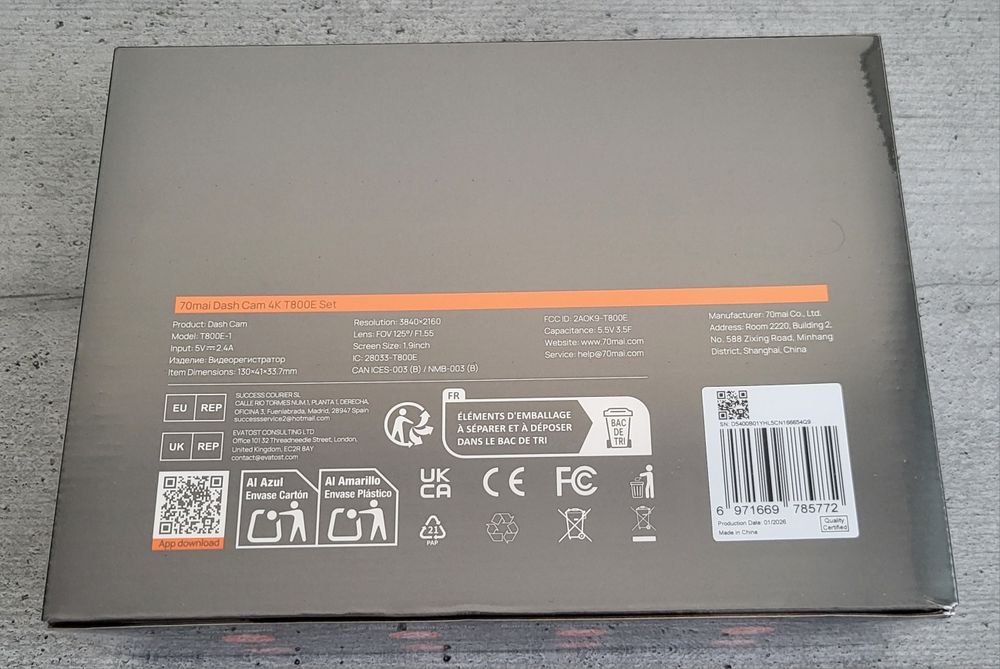 Camera de bord 70mai T800e 4K + kit supraveghere parcare