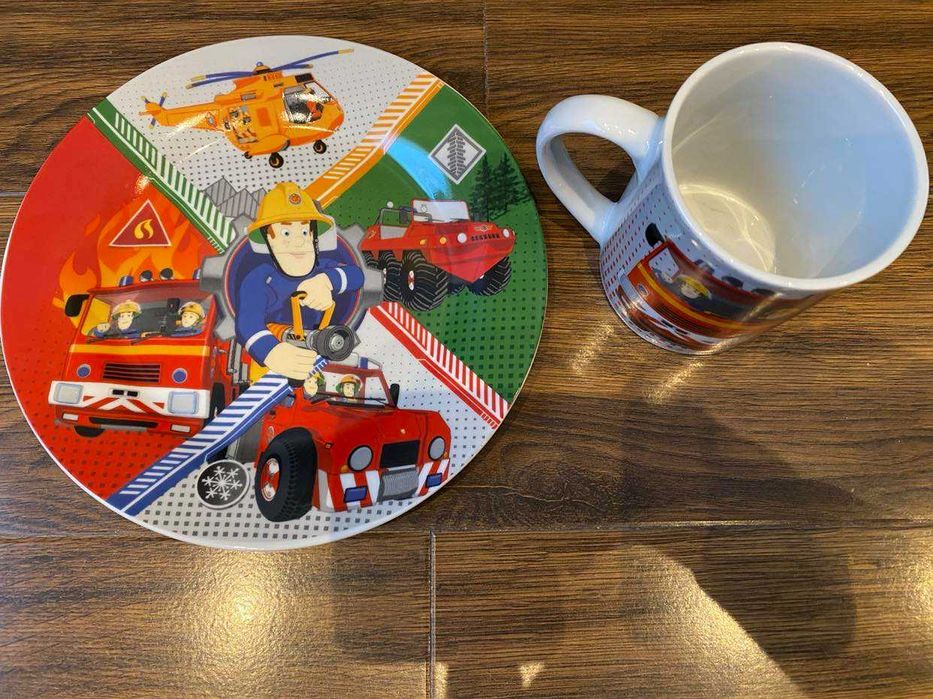 Комплект чиния и чаша Сам пожарникаря,Sam Fireman