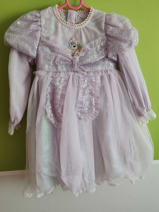Rochita eleganta cu unicorn, mov, 4 ani
