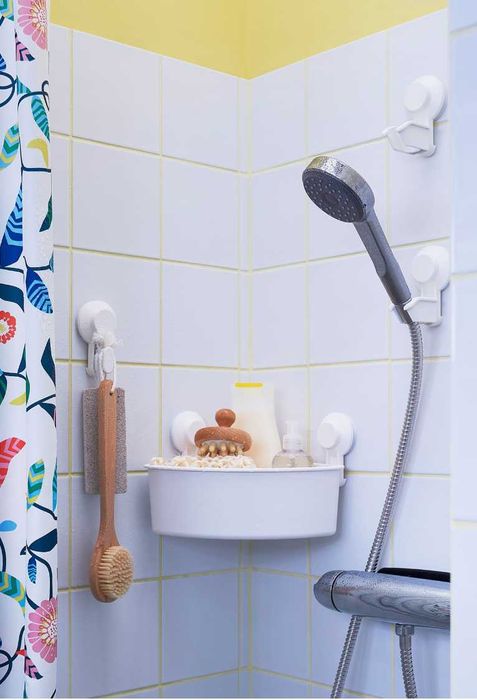 4 бр. Ъглов рафт за баня IKEA TISKEN с вакуумно закрепяне