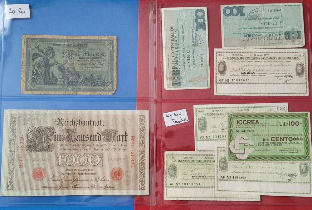 Bancnote  Columbia,Grecia,Olanda  etc bani vechi monede