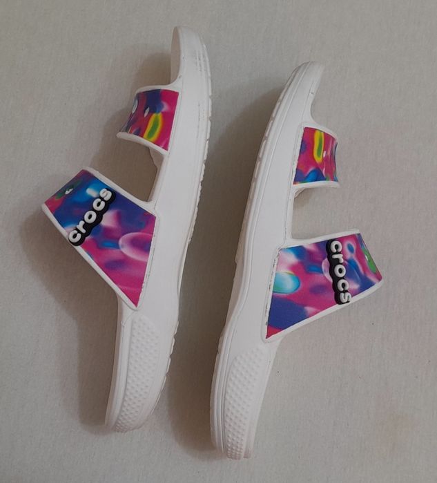 Crocs Slip On unisex, saboți  model tie-dye, cu imprimeu grafic, Nr 42 - 43 EU unisex
