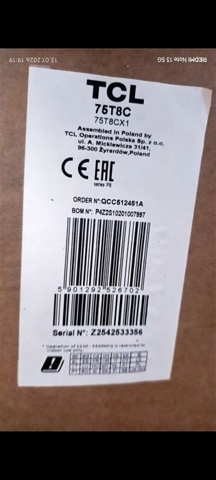 Vând Smart TV Qled TCL diagonală 190 cm
