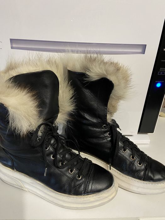 Пухени ботуши от естествена кожа