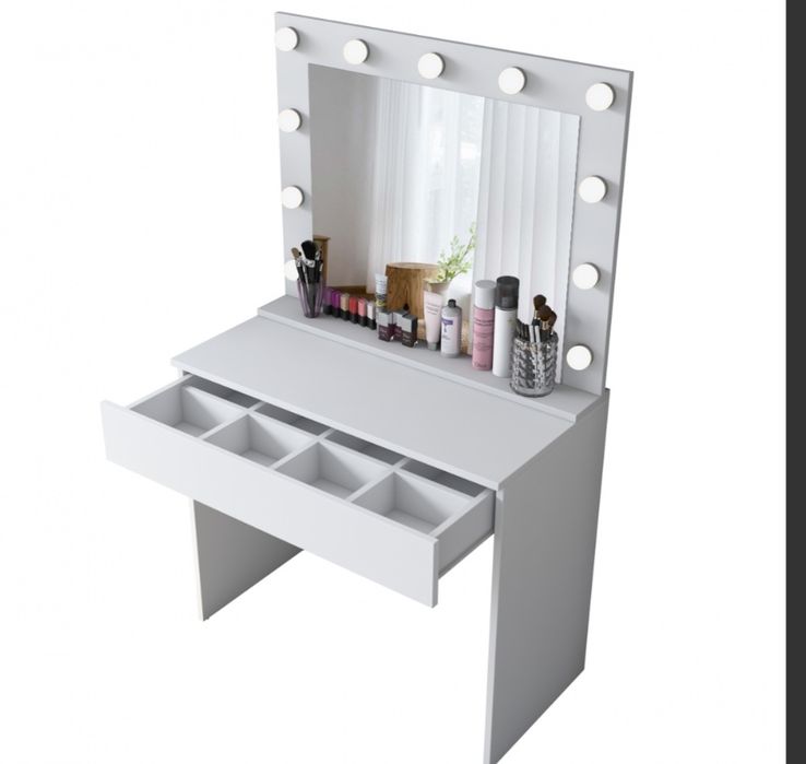 Masa de toaleta machiaj cu sertar si oglinda cu Led uri
