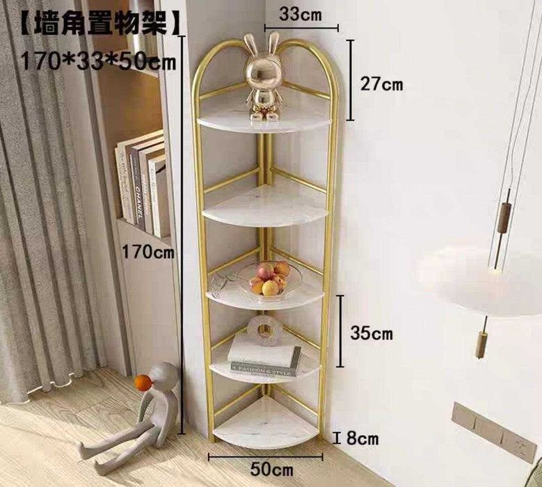 Стеллаж угловой напольный этажерка угловая полка золотая металлическая