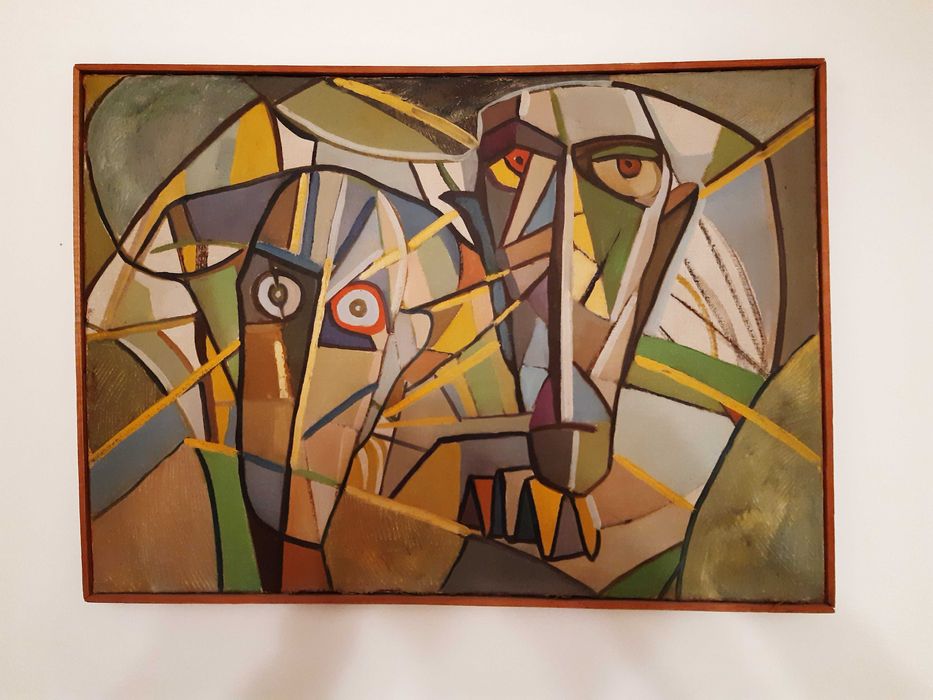 Картина на РУМЕН САЗДОВ от 1993 г - масло - 77 / 56 "След Празник "