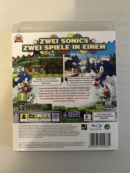 Sonic Generations Playstation 3 Игра