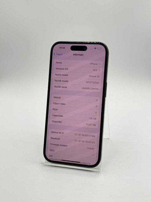 Iphone 16 / 128 GB 100% BAT / Factura / Garantie #50775