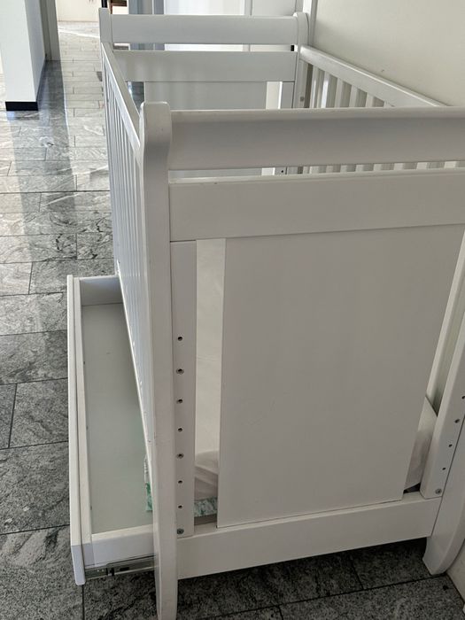 Pătuț lemn bebe alb