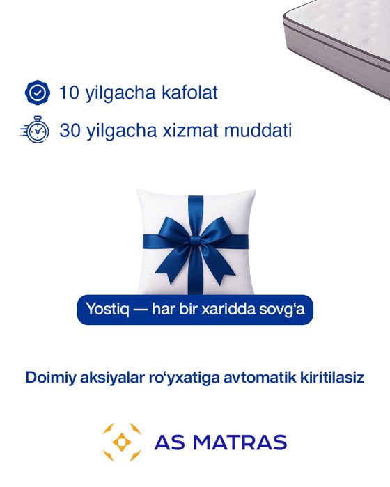 Yumshoq, hashamatli va sokin uyquni xohlaysizmi?