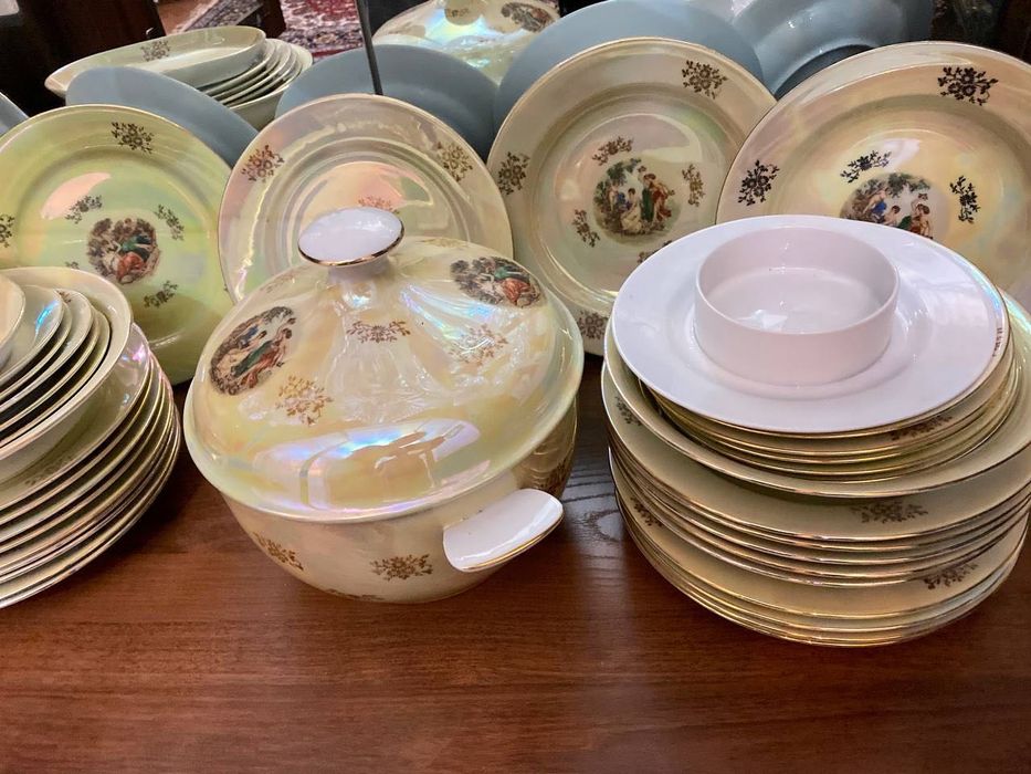 Чайный сервис Мадонна желто зелёный на 6 персон