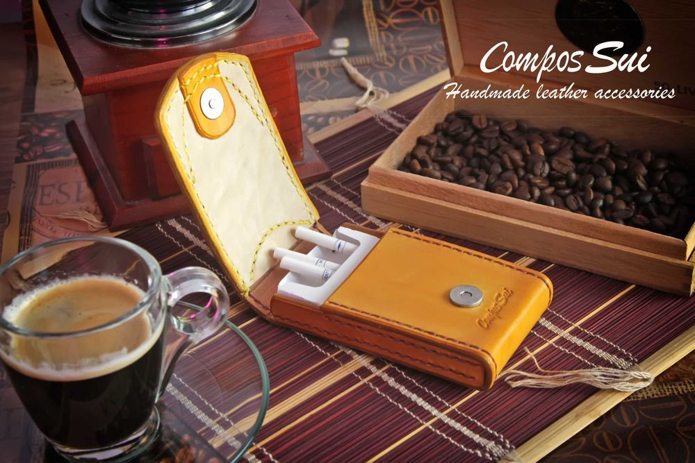 Табакера, Калъф за цигари от естествена кожа, ръчна изработка