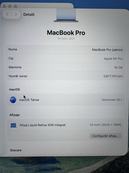 Macbook pro 2021 m1 pro 14 inch 16 gb 512 ssd