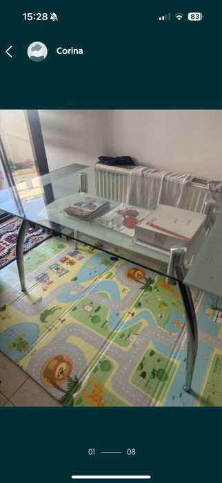 Set masa de sticla Spritz si 4 scaune tapitate