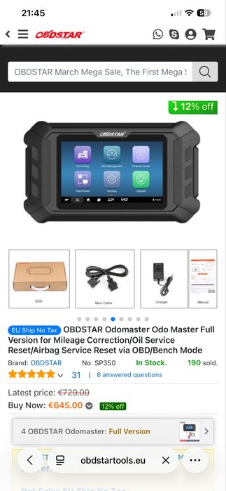 OBDSTAR ODOmaster full version Чисто НОВО!