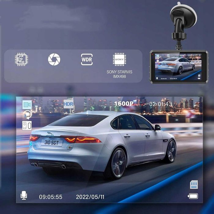 Camera auto Miden S7, 2.5K, fata si spate, 64GB, Full HD, 3.2 inch
