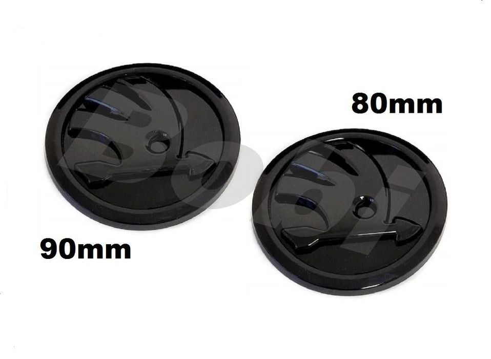 Емблема Шкода Skoda 80mm 90mm 110mm Черна Гланц Мат Octavia Fabia Yeti