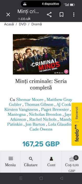Vând seria completă Criminal Minds