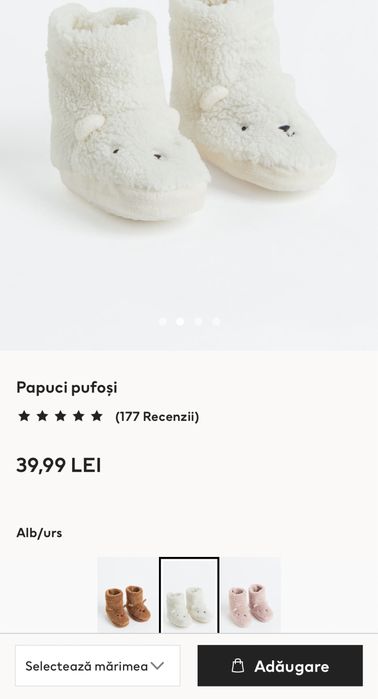 NOU H&M papuci pufosi, mas 18-19