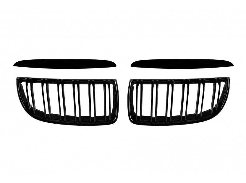 ПРОМО! Бъбреци с двойни ребра черен лак за BMW серия 3 E90, E91