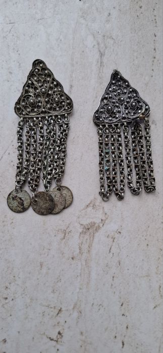 Лот много стара сребърна гривна и наушници