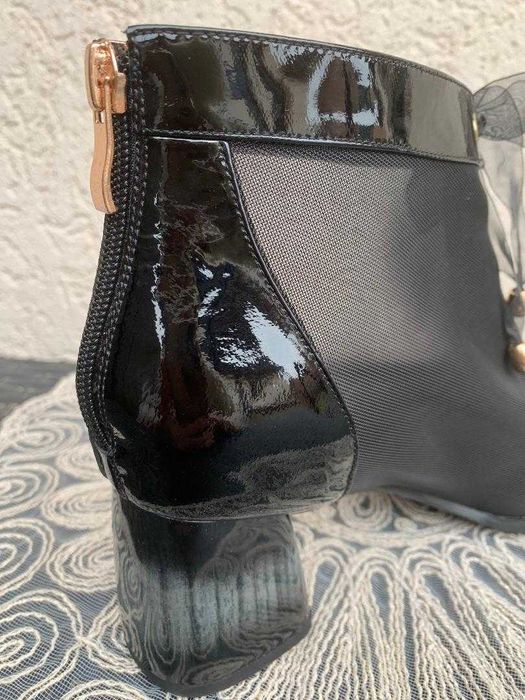 Ghete/sandale dama, noi, piele si plasa, pentru primavara/vara, 37