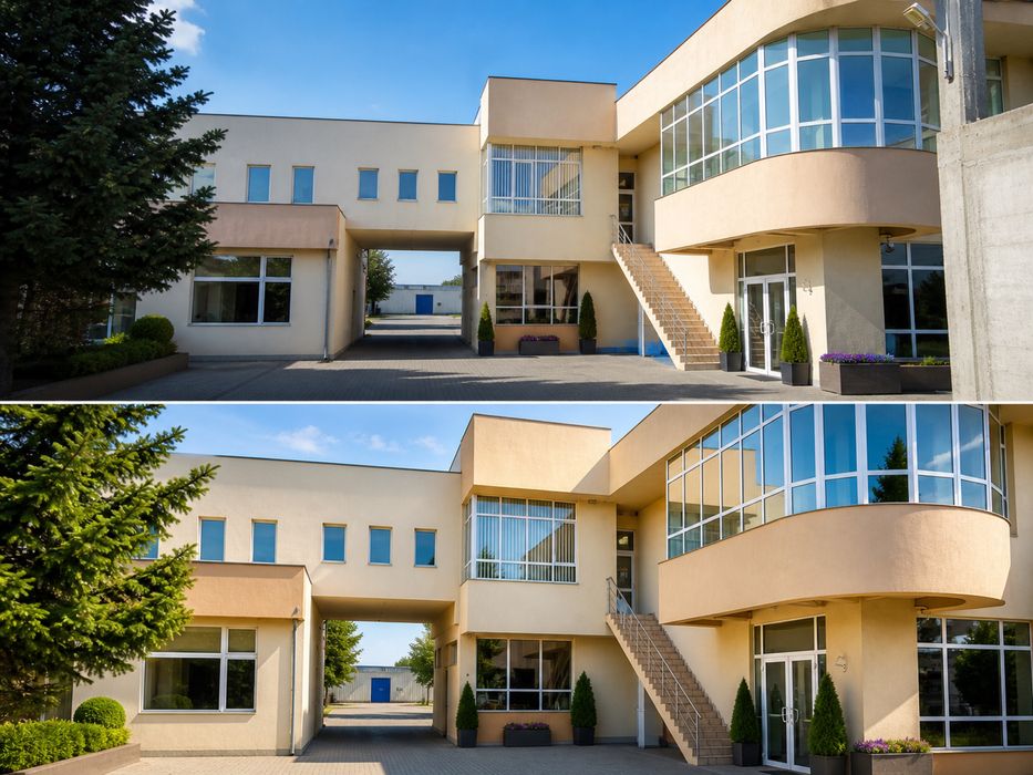 Spațiu comercial / logistic P+1 – 1200 mp – lângă intrarea pe A7 (1.5 km de nod rutier) – Pașcani