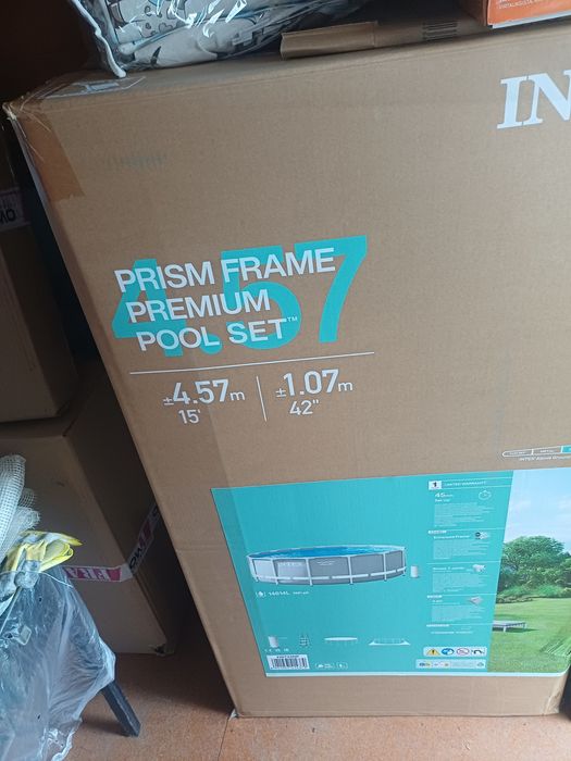 Piscina NOUA cadru metalic Prism Frame Premium Intex 26724NP, D457xH107 cm