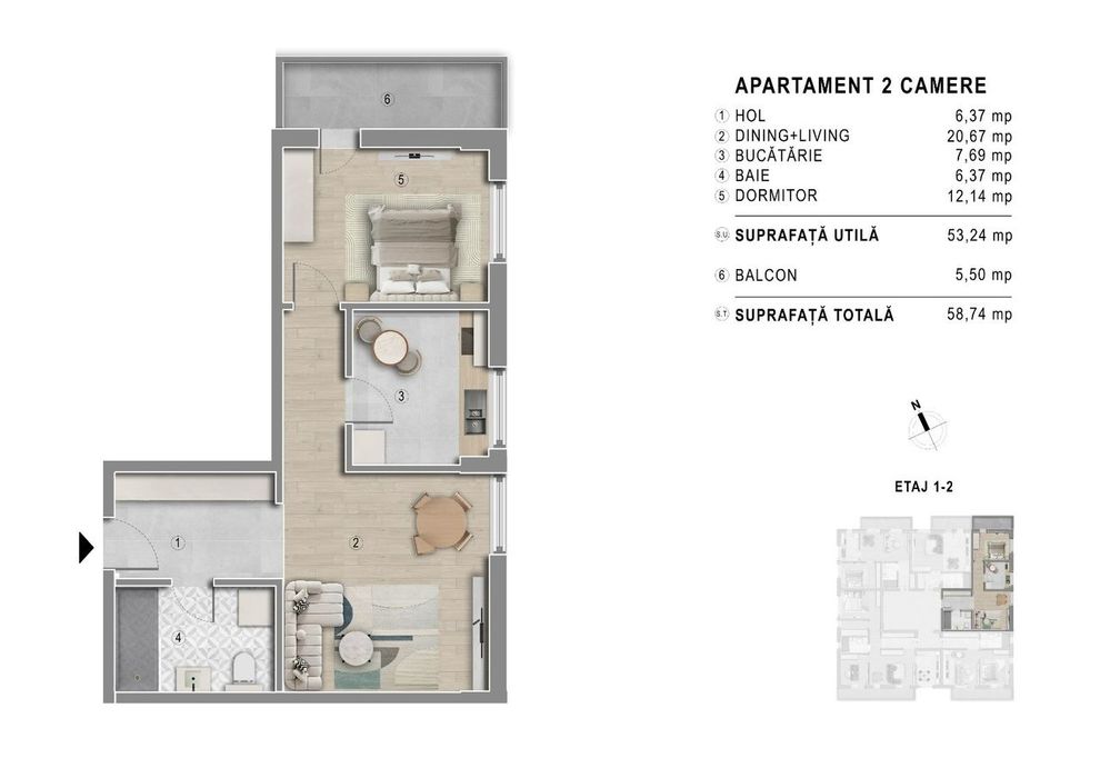 Apartament 2 camere - Metrou Berceni