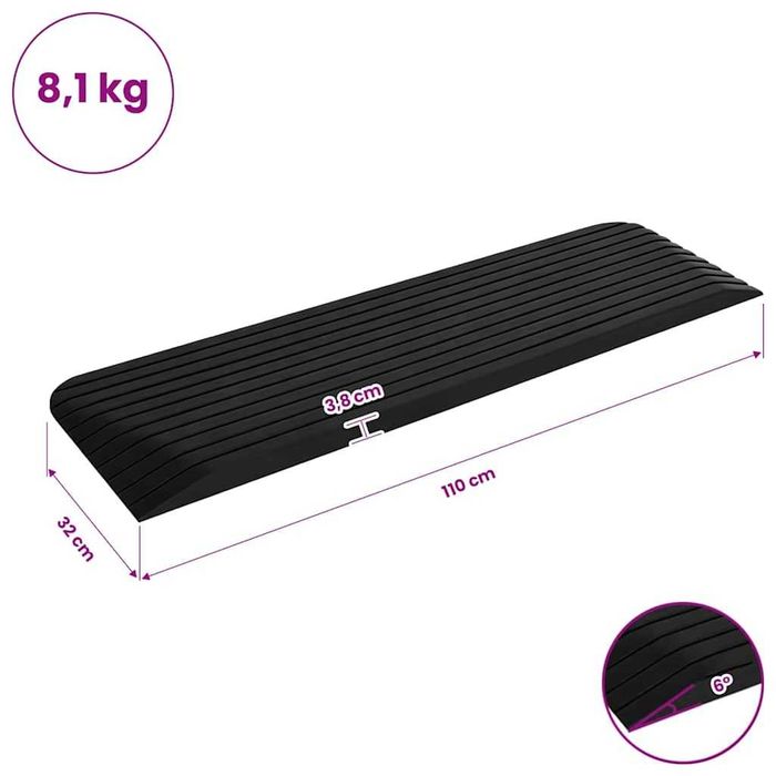 Rampă de prag 110x32x3,8 cm din cauciuc VidaXL