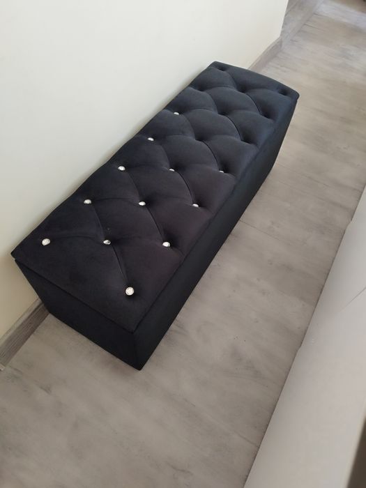 Bancheta,băncuță catifea ,lada pentru pat cu spatiu depozitare ,negru