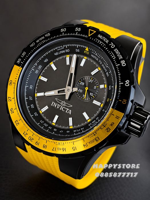 INVICTA Aviator Yellow/Black 50 mm, Инвикта нов мъжки часовник