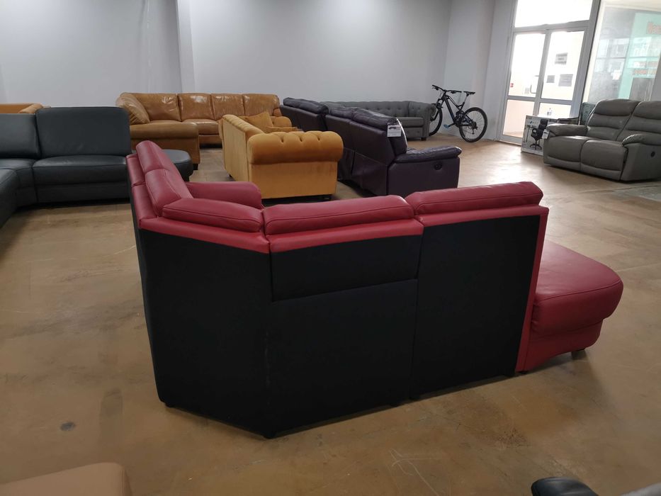 ПРОМОЦИЯ!!! Червен кожен ъглов диван "KS6072" - естествена кожа