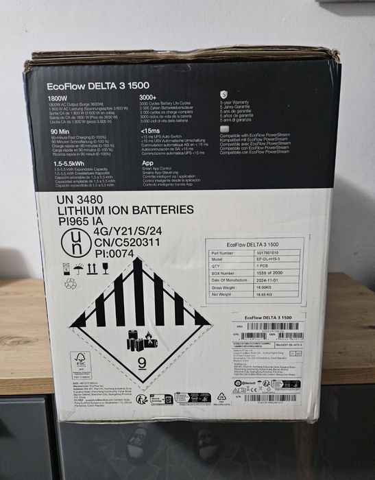 Stație de alimentare EcoFlow Delta 3
1.536 Wh, Argintiu/Negru