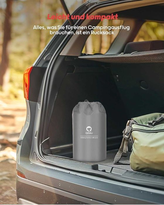 Saltea gonflabila cu perna, Qpau, cu pompa incorporata, 136x195cm