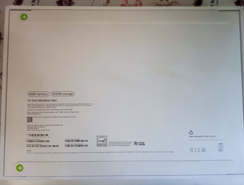 MacBook Neo, 512GB, новый, запечатанный