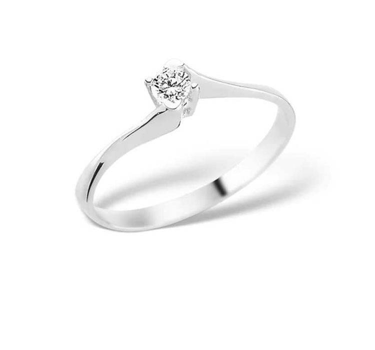 Inel logodna din aur alb 18k, cu diamant