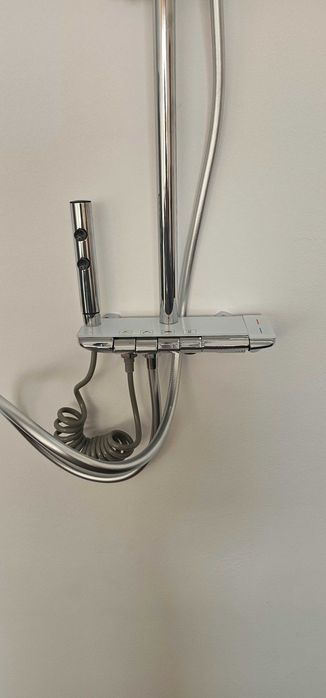 Set Dus Baterie SMART Afisaj LED cu Sticla Gri Antracit/Alb-Chrome