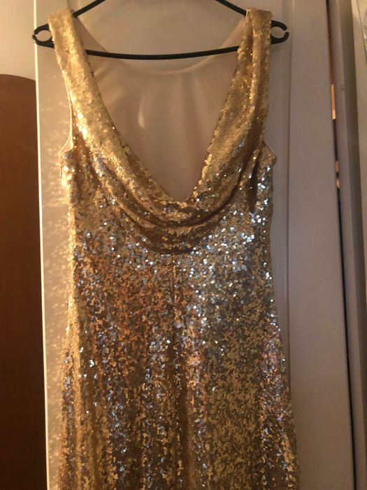 Rochie sirena paiete aurie noua - M - 300 Ron