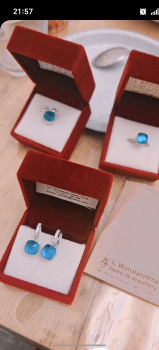 Комплект Голубой топаз с себром 925