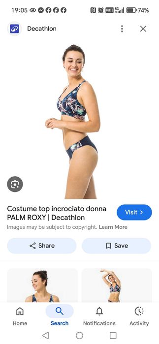 НОВ дамски бански ROXY размер XS + подарък долнище RESEVED, размер S