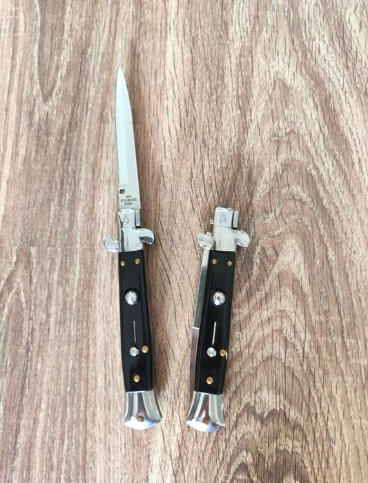 Cuțit Italian model Stileto 24 cm , negru ( Pescuit Vânătoare Camping Drumeție)