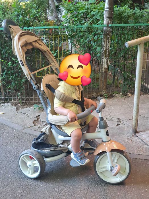 Tricicleta cu scaun rotativ si gentuta Coccolle Evo, Bej