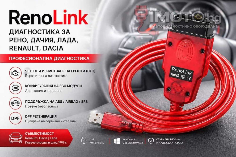 Renolink V2.10 диагностика за Рено , Дачия , Лада , Renault , Dacia