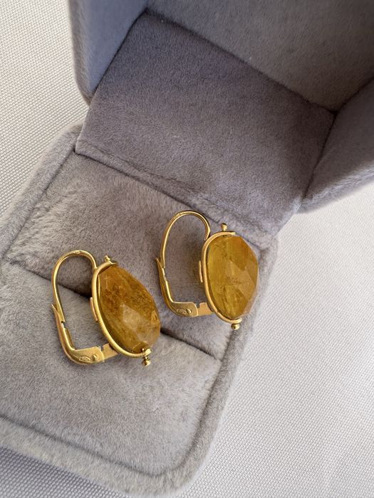 Cercei din aur 18 k Italia si citrin