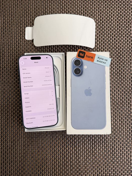 НОВ*iphone 17 Лизинг от 64лв/м BLUE айфон 17 син