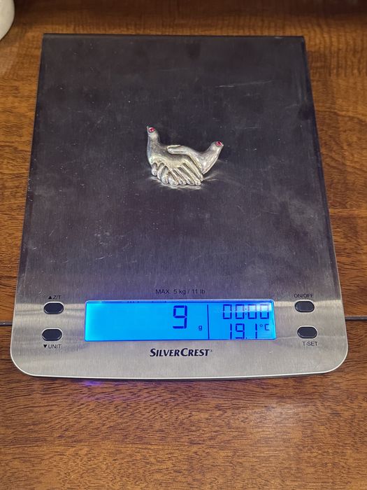 Broșa/Pandantiv din argint 925/vechi - porumbel simbolul păcii Israel