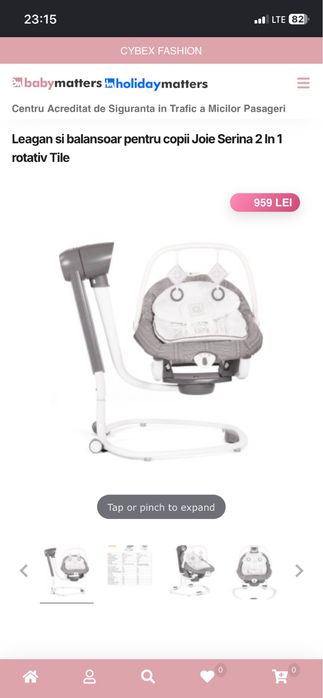 Leagăn și balansoar electric Joie Serina 2 în 1
